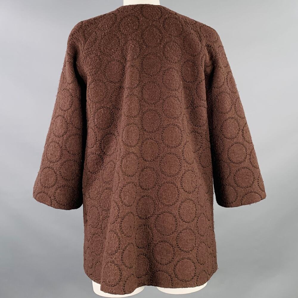LIZ LOGIE Size 6 Brown Wool Blend Embroidered Circles Raglan Jacket - Picture 5 of 11